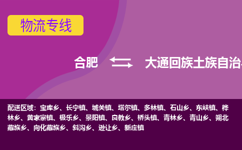 合肥到大通回族土族自治县物流专线-合肥到大通回族土族自治县货运专线-合肥到大通回族土族自治县运输专线