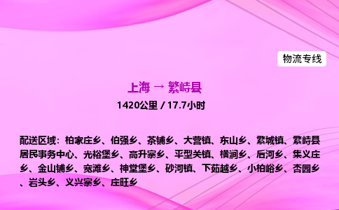 上海到繁峙县物流专线_上海物流到繁峙县_上海至繁峙县物流公司