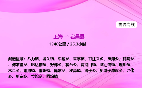 上海到宕昌县物流专线_上海物流到宕昌县_上海至宕昌县物流公司