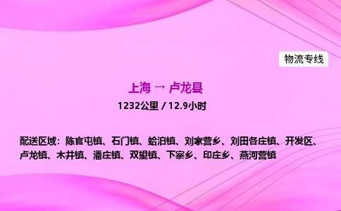 上海到卢龙县物流专线_上海物流到卢龙县_上海至卢龙县物流公司