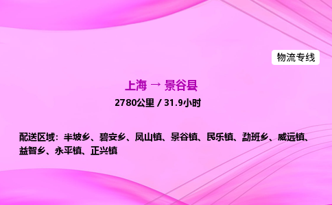上海到景谷县物流专线_上海物流到景谷县_上海至景谷县物流公司